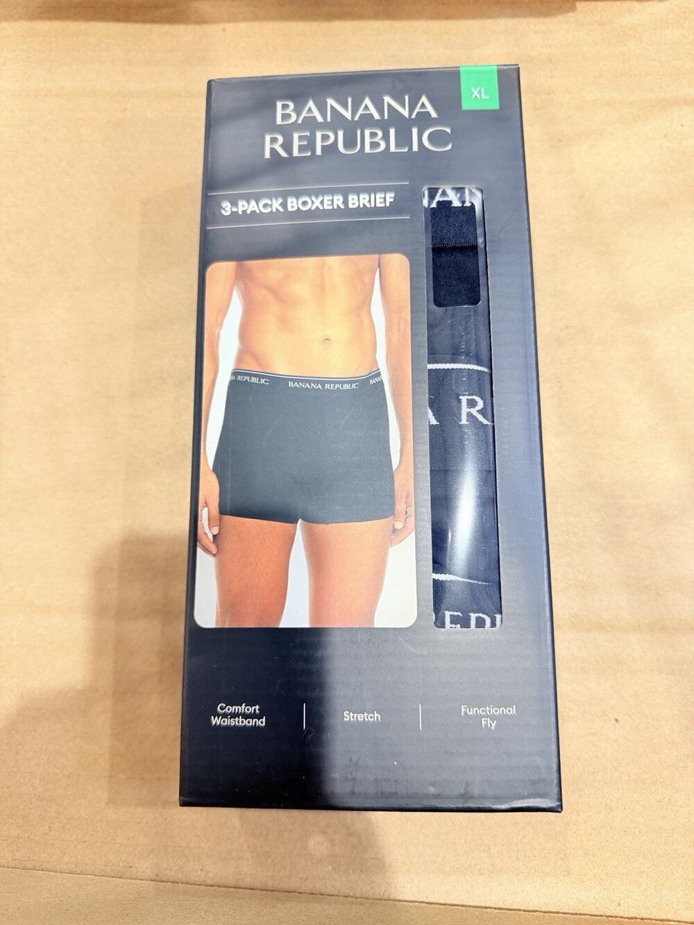 Banana Republic Mens 3 Pack Boxer Briefs Black Size XL New In Box NIB Underwear